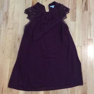 Beautiful plum dress with lace shoulder